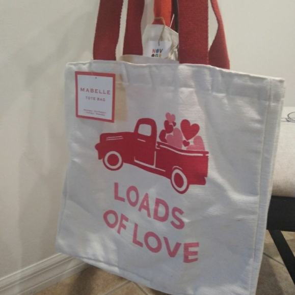 Mabelle reuseable canvas tote red truck Hearts - Picture 5 of 5